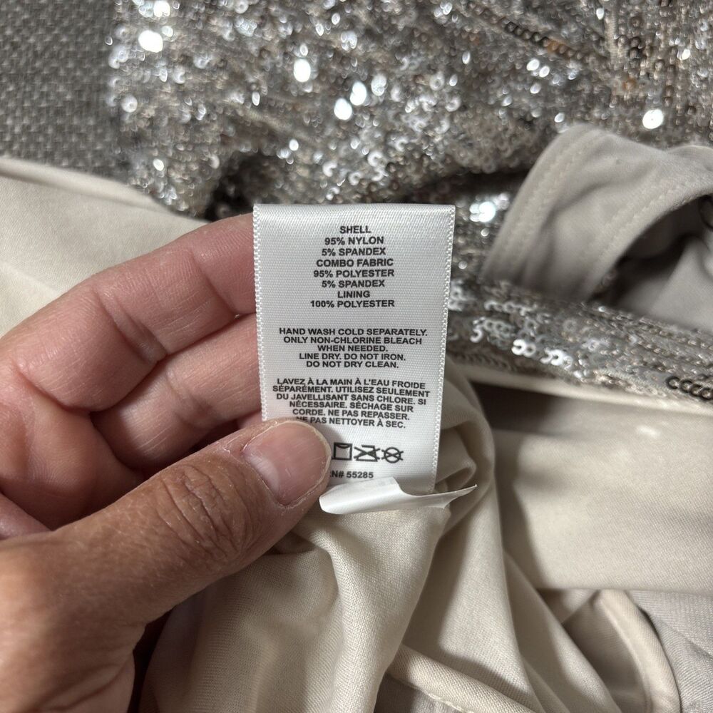 Express Womens Small  Silver Sequin Sparkly Stretchy Bodysuit Y2K Glam party - Picture 7 of 7